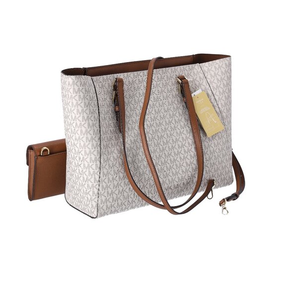 Michael Kors Charlotte Large Leather 3-in-1 Tote Crossbody Handbag Vanilla MK - Picture 11 of 14